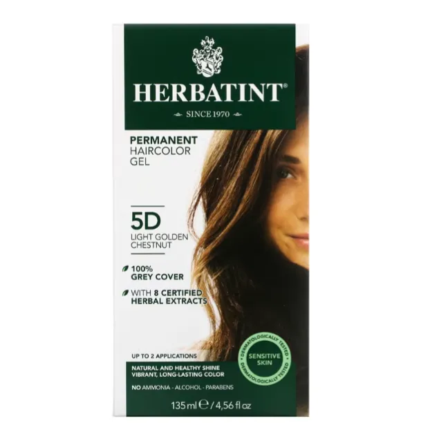 Гель - краска для волос Herbatint 5D светло-золотисто-коричневый 135 мл