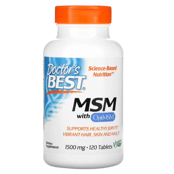 Пищевая добавка МСМ с OptiMSM Doctor's Best 1500 мг в таблетках 120 шт.
