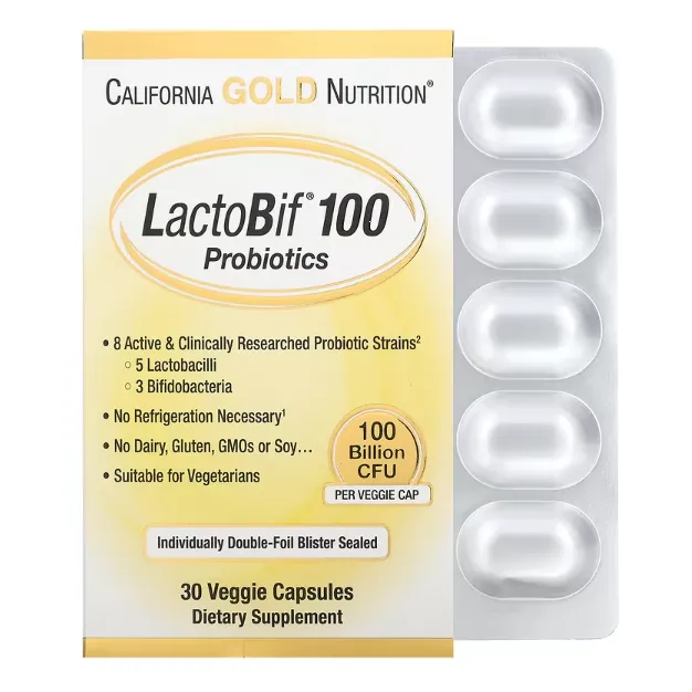 Пробиотик LactoBif California Gold Nutrition 100 миллиардов КОЕ в капсулах 30 шт.