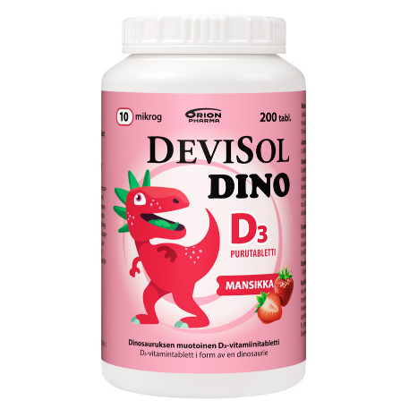 Витамин D3 Devisol Dino 10 мкг в таблетках с клубничным вкусом 200 шт.
