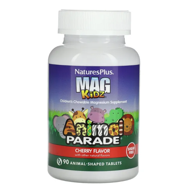 Магний для детей Animal Parade MagKidz Natures Plus таблетки с вишневым вкусом в форме животных 90 шт.