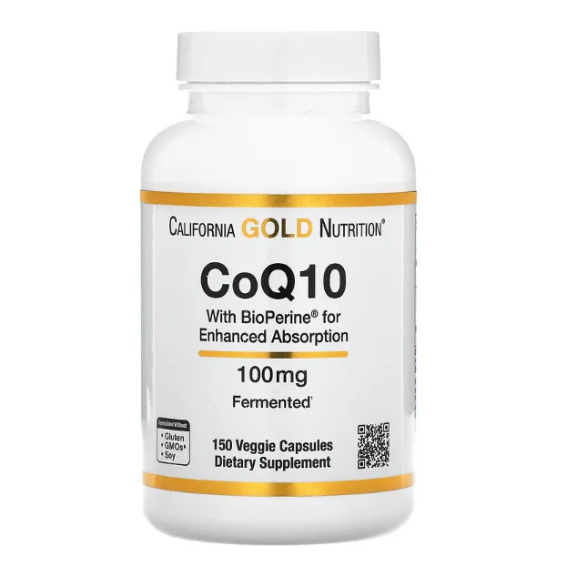 CoQ10 с биоперином California Gold Nutrition 100 мг для здоровья сердечно-сосудистую системы в капсулах 150 шт.