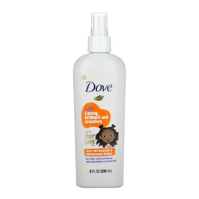 Детский спрей для кудрявых и вьющихся волос Dove Kids Care 2 в 1 освежающий и распутывающий 236 мл