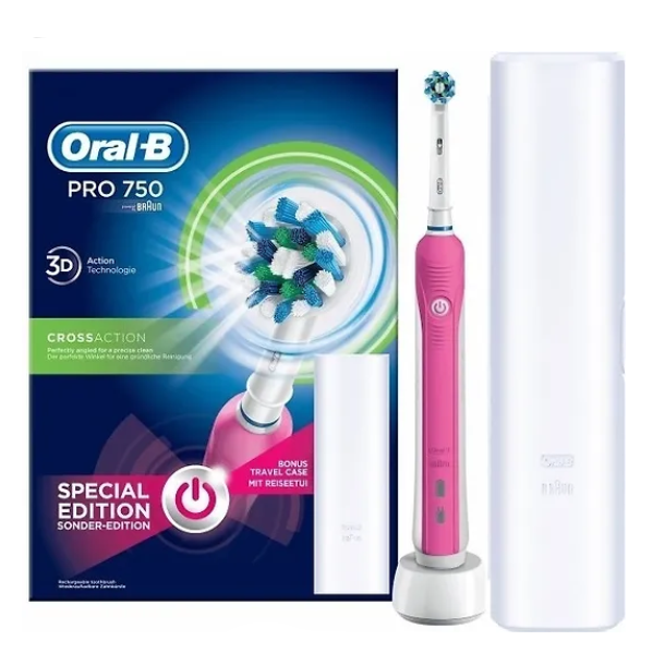 Электрическая зубная щетка Oral-B Pro 750 розовая, Oral-B, Oral-B Pro 750