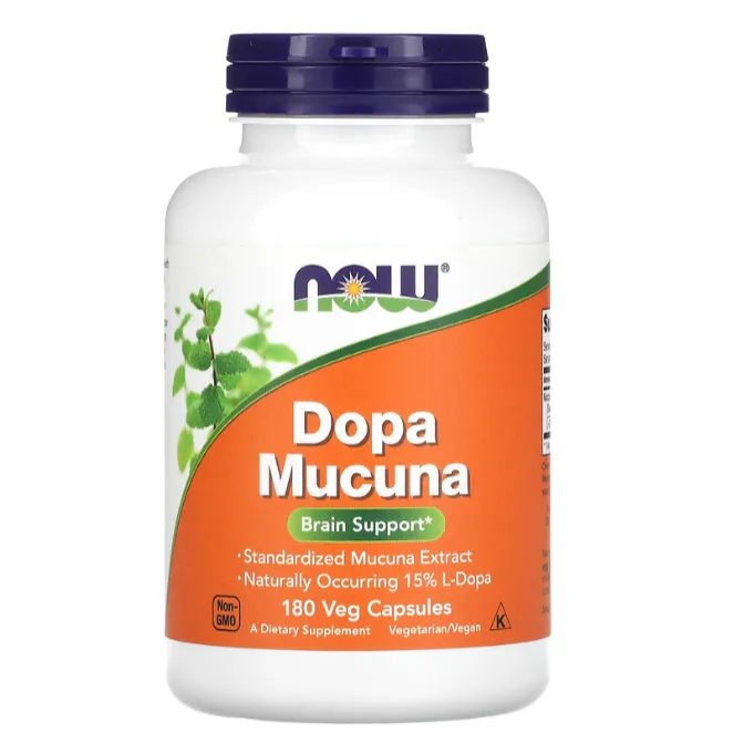 Пищевая добавка Dopa Mucuna Now Foods для повышения бодрости тонуса и жизненных сил в капсулах 180 шт.