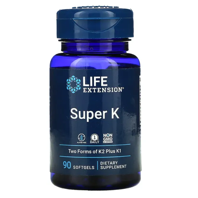 Super витамин K Life Extension для здоровья костей и сосудов в таблетках 90 шт.