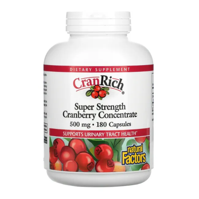 Концентрат клюквы CranRich Natural Factors 500 мг для здоровья органов мочевыделительной системы в капсулах 180 шт.