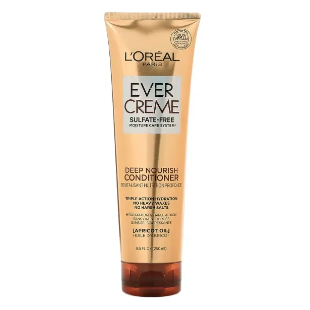 Безсульфатный кондиционер для сухих и ломких волос L'Oréal Ever Creme с абрикосовым маслом 250 мл