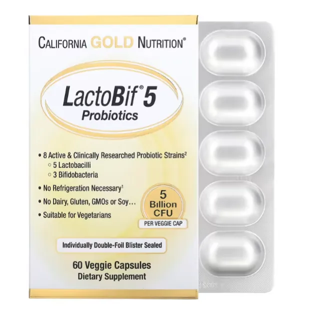 Пробиотик LactoBif California Gold Nutrition 5 миллиардов КОЕ в капсулах 60 шт.