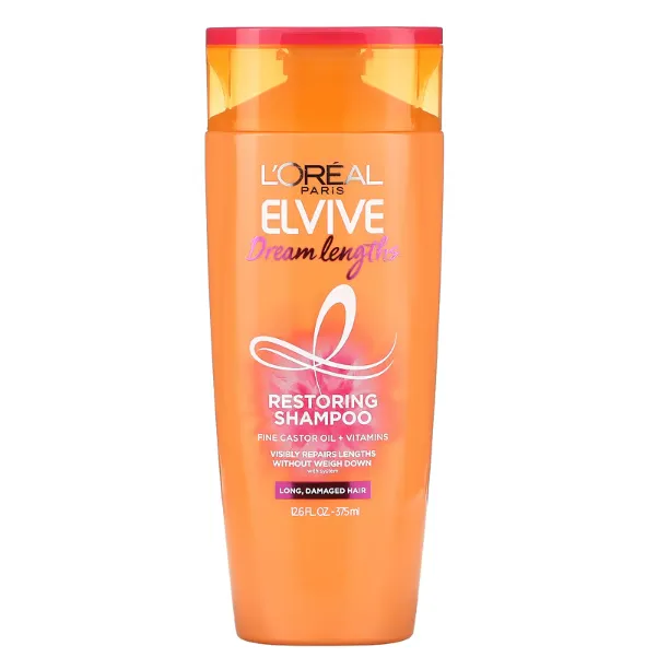 Восстанавливающий шампунь для длинных и поврежденных волос L'Oreal Elseve Dream Long с кератином и касторовым маслом 375 мл