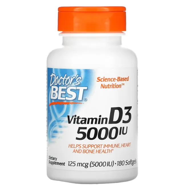 Витамин D3 Doctor's Best 125 мкг (5000 IU) в капсулах 180 шт.