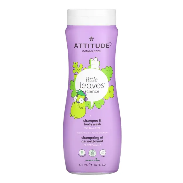 Детский шампунь и гель для душа 2-в-1 Attitude Little Leaves Science ваниль и груша 473 мл