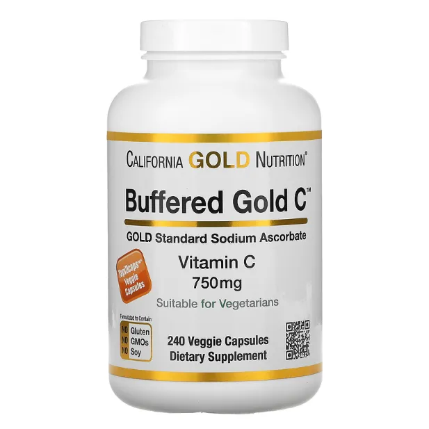 Витамин C Buffered Gold California Gold Nutrition 750 мг в капсулах 240 шт.