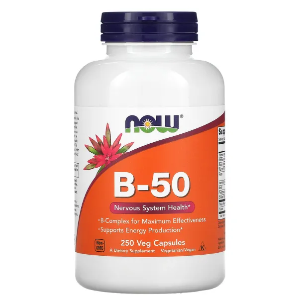 Комплекс витаминов группы В Now Foods B-50 в капсулах 250 шт.