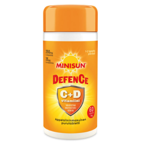 Витамины Minisun Defence С + D в таблетках со вкусом апельсина 60 шт.