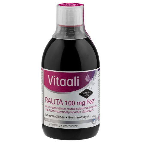 Препарат железа Vitaali Rauta 100 мкг сироп со вкусом соленой лакрицы 500 мл.