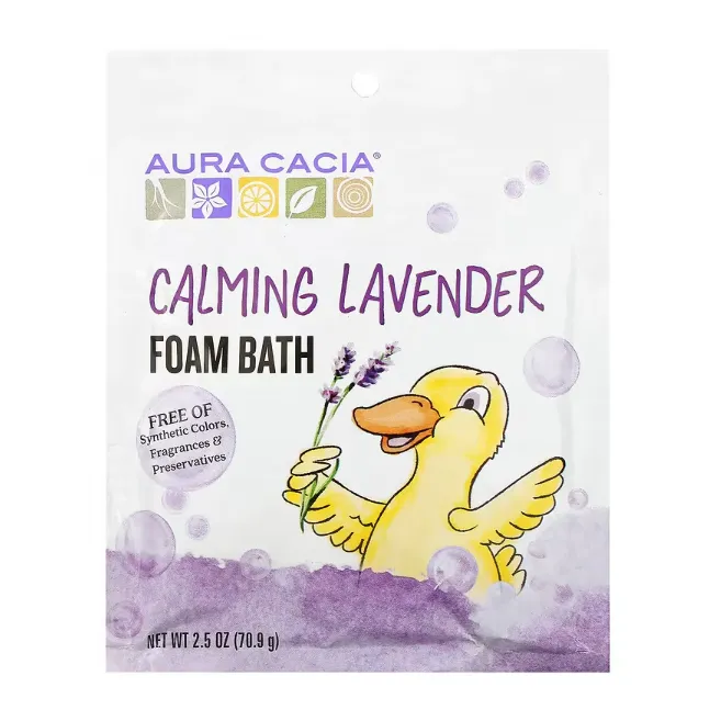 Детская успокаивающая пена для ванны Aura Cacia лаванда с эфирными маслами в гранулах 70,9 г