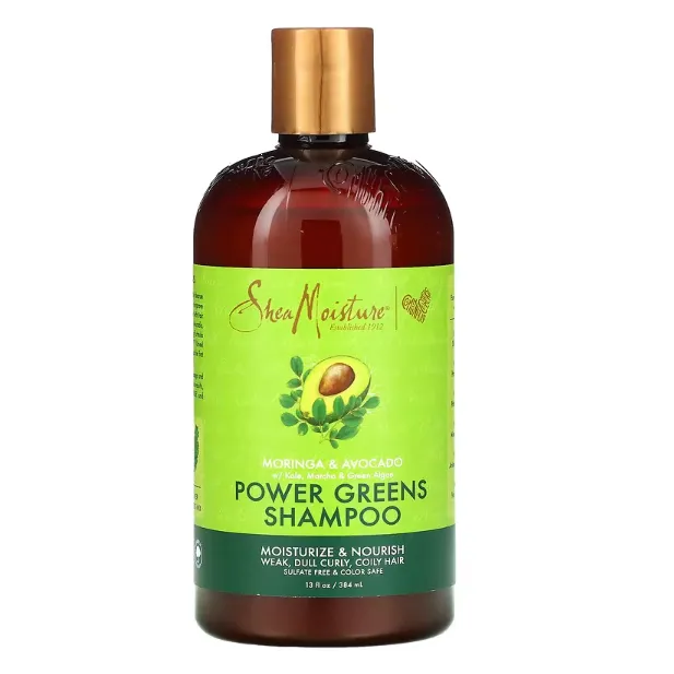 Шампунь для питания и увлажнения ломких и тусклых волос Shea Moisture Power Greens с маслами моринга и авокадо 384 мл