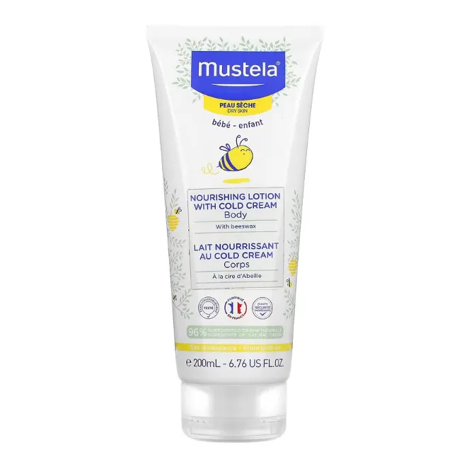 Детское питательное молочко для сухой кожи Mustela с кольдкремом и органическим пчелиным воском 200 мл