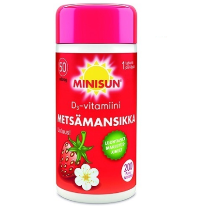 Витамин D3 Minisun 50 мкг в таблетках с земляничным вкусом 200 шт.