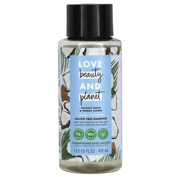 Шампунь для придания объема тонким волосам Love Beauty and Planet Volume and Bounty с кокосовой водой и цветами мимозы 400 мл
