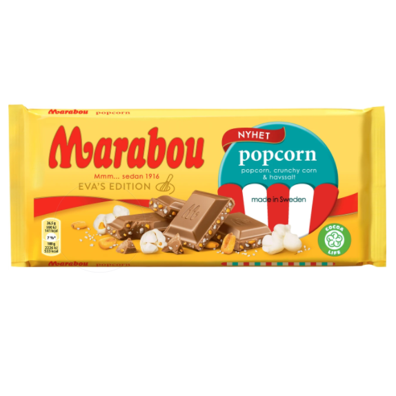 Шоколадный батончик Marabou 185г с попкорном
