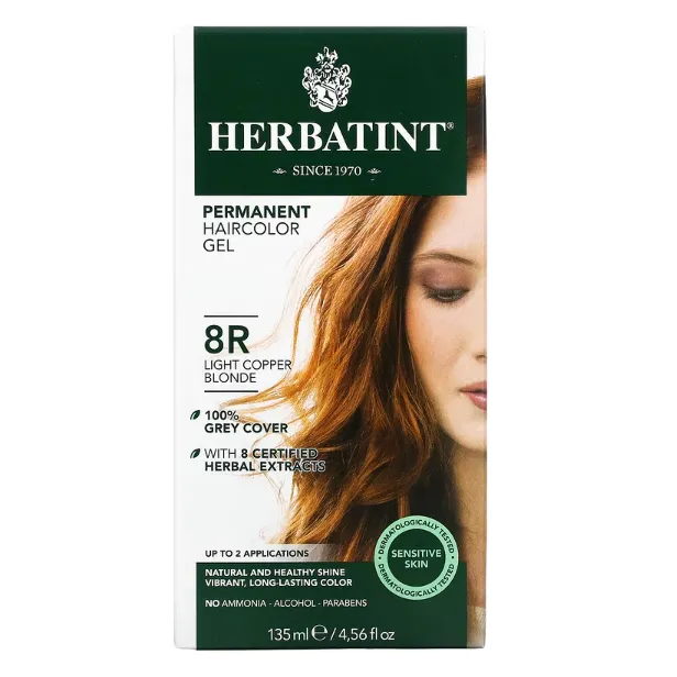 Гель - краска для волос Herbatint 8R светло-медный блонд 135 мл