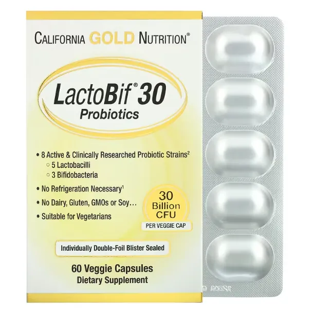 Пробиотик LactoBif California Gold Nutrition 30 миллиардов КОЕ в капсулах 60 шт.