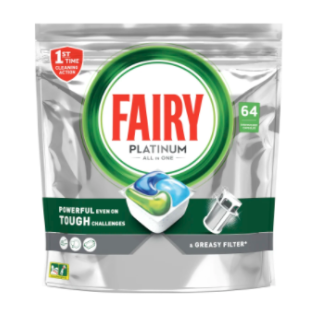 Таблетки для посудомоечной машины Fairy Platinum All in One 64шт