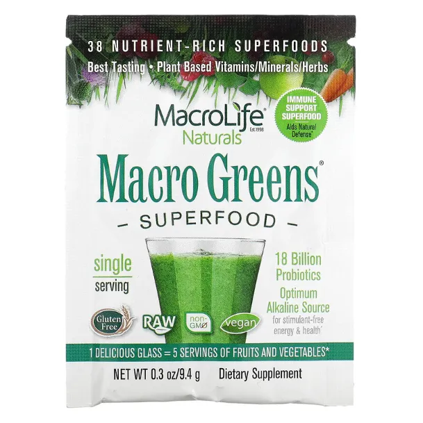 Пищевая добавка Macro Greens Macrolife Naturals для стимуляции энергии 8,5 г