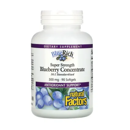 Концентрат черники BlueRich Extra Strength Natural Factors 500 мг в капсулах  90 шт.