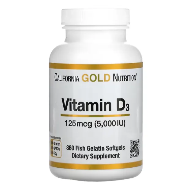 Витамин D3 California Gold Nutrition 125 мкг в капсулах 360 шт.