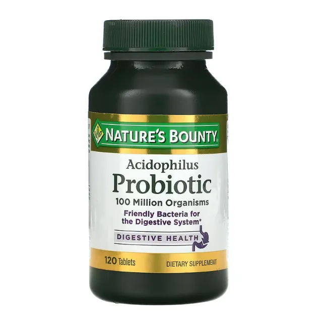 Пробиотик ацидофилин Nature's Bounty для здоровья кишечника и улучшения процесса пищеварения в таблетках 120 шт.