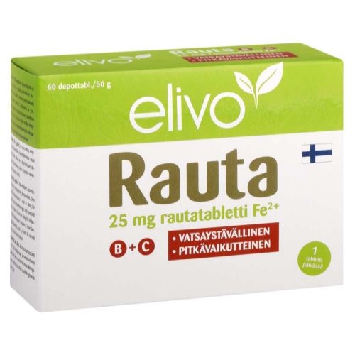 Препарат железа Elivo Rauta 25 мкг с витаминами В + С в таблетках 60 шт.