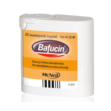 Bafucin (Бафуцин) таблетки для лечения боли в горле (пастилки) 25таб., Bafucin таблетки для лечения боли в горле (пастилки) 25таб., Бафуцин