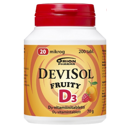 Витамин D3 DeviSol 20 мкг в таблетках со вкусом персика и малины 200 шт.