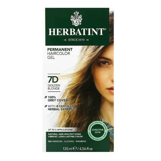 Гель - краска для волос Herbatint 7D золотистый блонд 135 мл