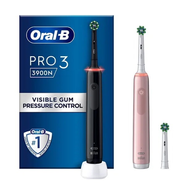 Комплект электрических зубных щеток Oral-B Pro 3 из 2 шт. (черная и розовая), Oral-B Pro 3, Oral-B