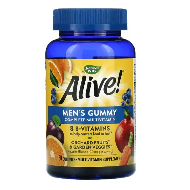 Мультивитамины для мужчин Alive Nature's Way с фруктовым вкусом 60 шт.