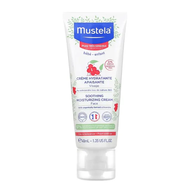 Детский увлажняющий крем для лица Mustela с лимонником без отдушек 40 мл