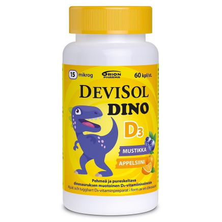 Витамин D3 DeviSol Dino 15 мкг в капсулах со вкусом апельсина и черники 60 шт.
