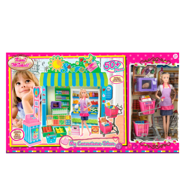 Игровой набор M&C Кукла Кари Мичелл и продуктовый магазин