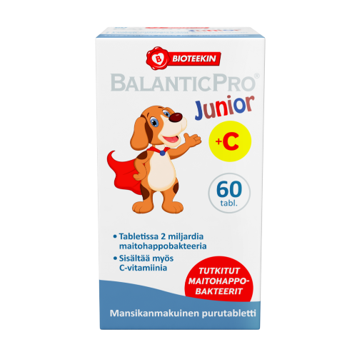 Молочные - бактерии с витамином С BalanticPro Junior со вкусом клубники в таблетках 60 шт.