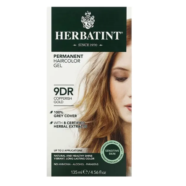 Гель - краска для волос Herbatint 9DR медно-золотой 135 мл