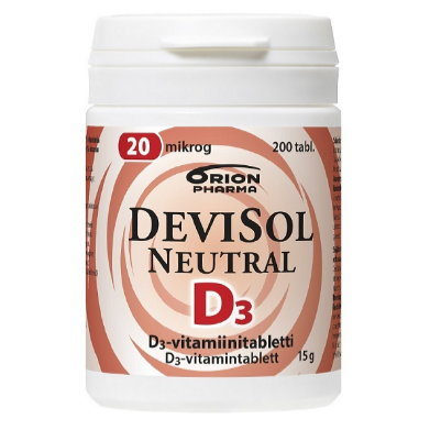Витамин D3 DeviSol Neutral 20 мкг в таблетках 200 шт.