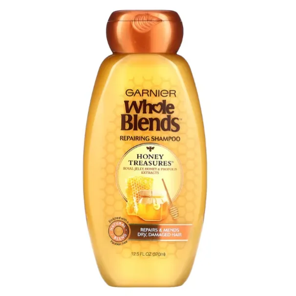 Шампунь для поврежденных волос Garnier Whole Blends с маточным молочком, экстрактами меда и прополиса 370 мл