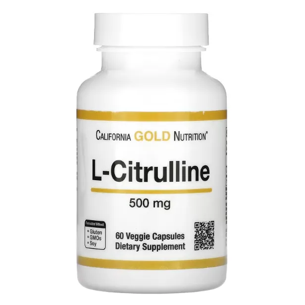 L-цитруллин California Gold Nutrition 500 мг для поддержания иммунитета и здоровья сердечно-сосудистой системы в капсулах 60 шт.