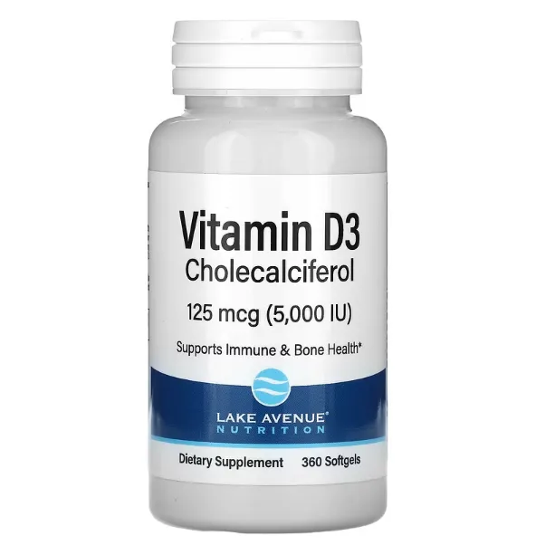 Витамин D3 Lake Avenue Nutrition 125 мкг (5000 IU) в капсулах 360 шт.