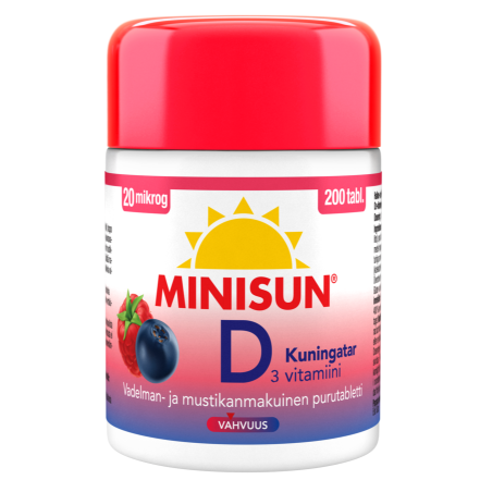 Витамин D3 Minisun 20 мкг в таблетках со вкусом малины и черники 200 шт.