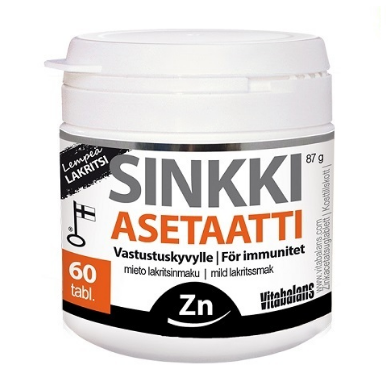 Vitabalans Sinkki Asetaatti (Ацетат цинка) в таблетках с лакричным вкусом 60 шт.
